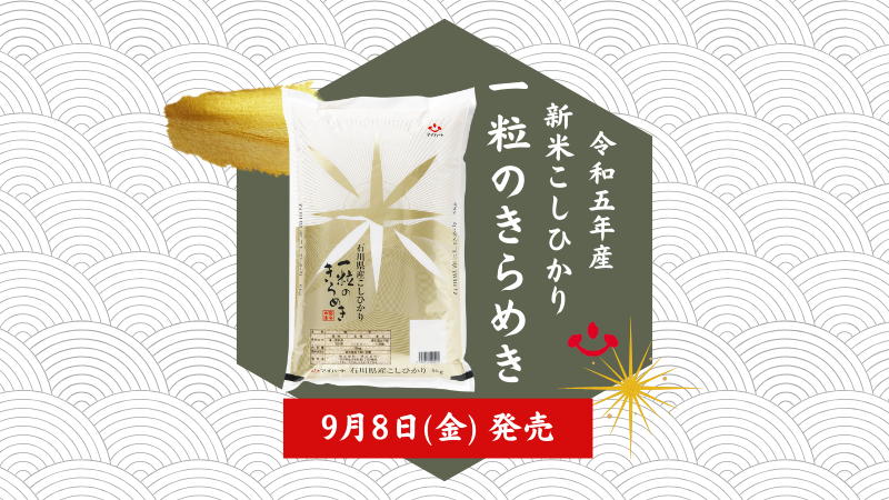 【9/8(金)】令和5年産こしひかり一粒のきらめきが発売開始しました！【米心石川】